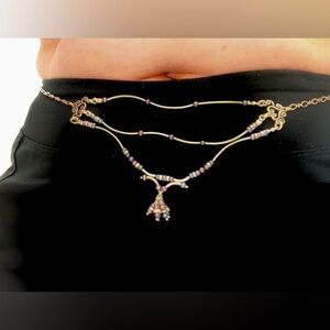 Purple/Silver Beaded Womens Belly Chain